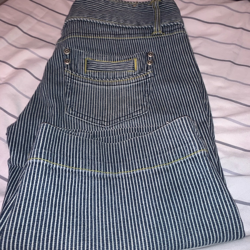 Younique Denim Pinstripe Bermuda Shorts - Picture 3 of 8